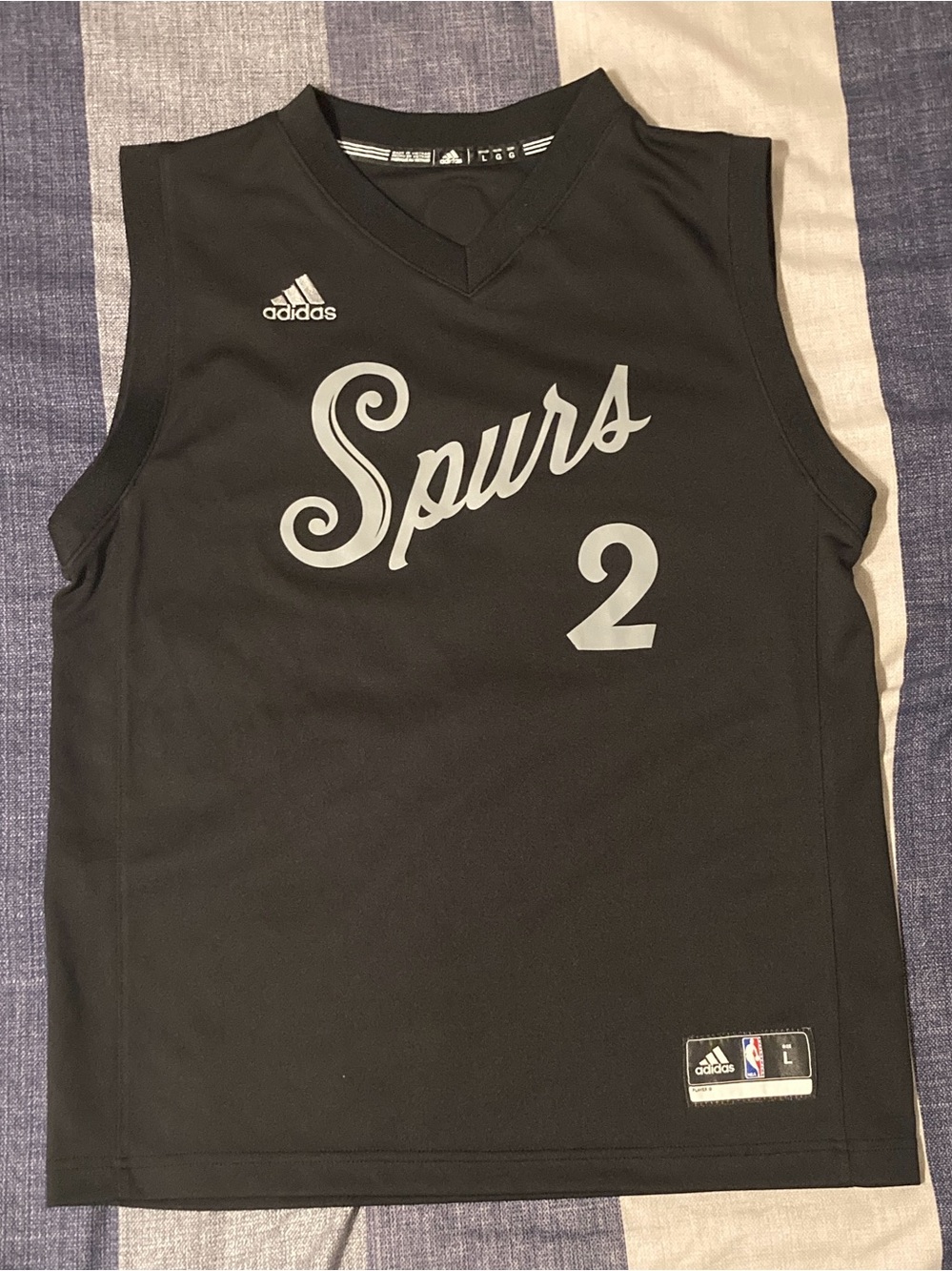 Adidas Kawhi Leonard San Antonio Spurs Christmas Day Jersey Sz L Boys Youth #2